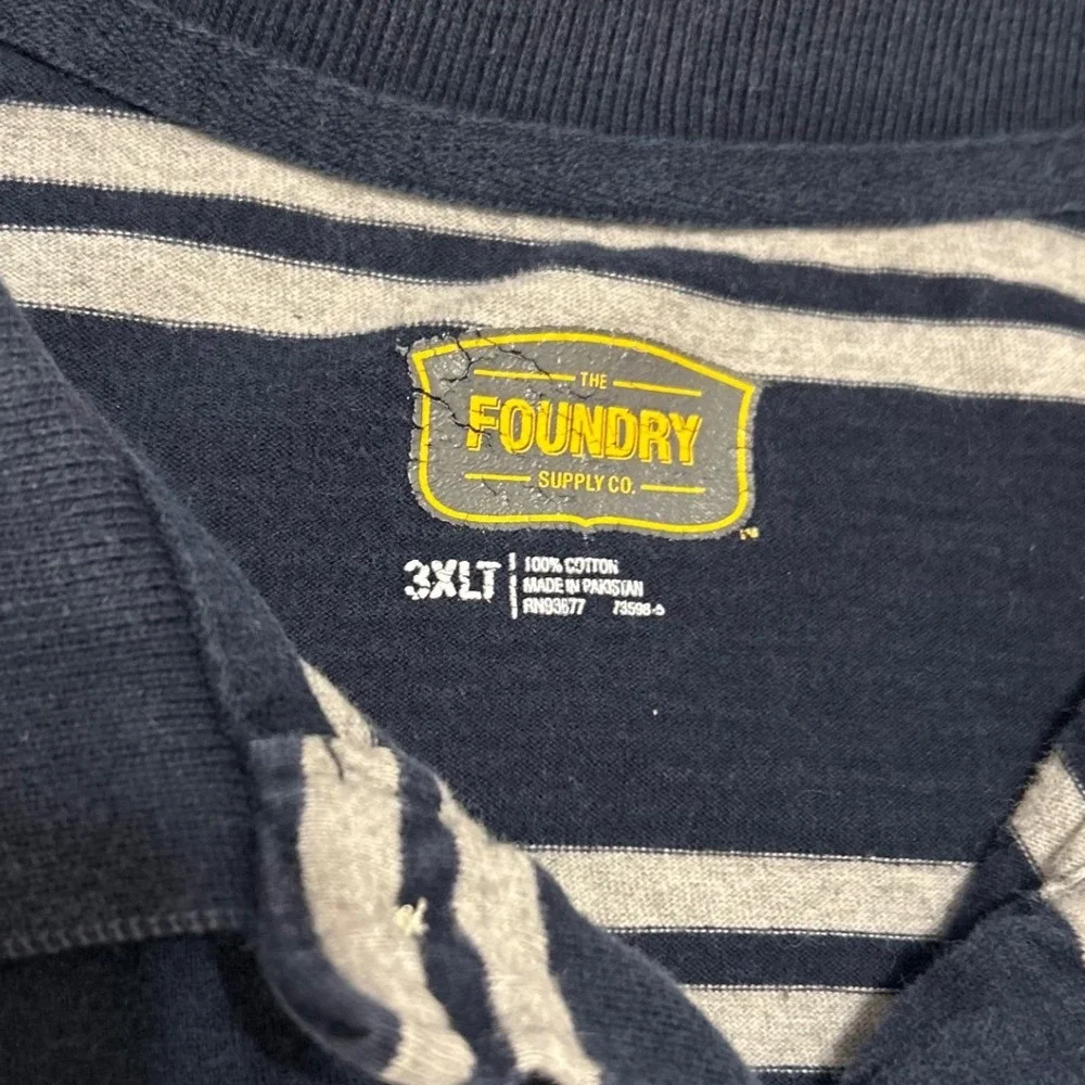 The‎ foundry 3XLT bluelong sleeve polo blue stripe office casual prep Big &Tall